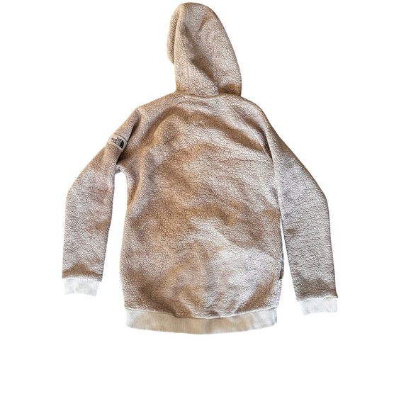 The North Face women’s light mauve fuzzy Sherpa hoodie zip jacket Sz S - Picture 3 of 7